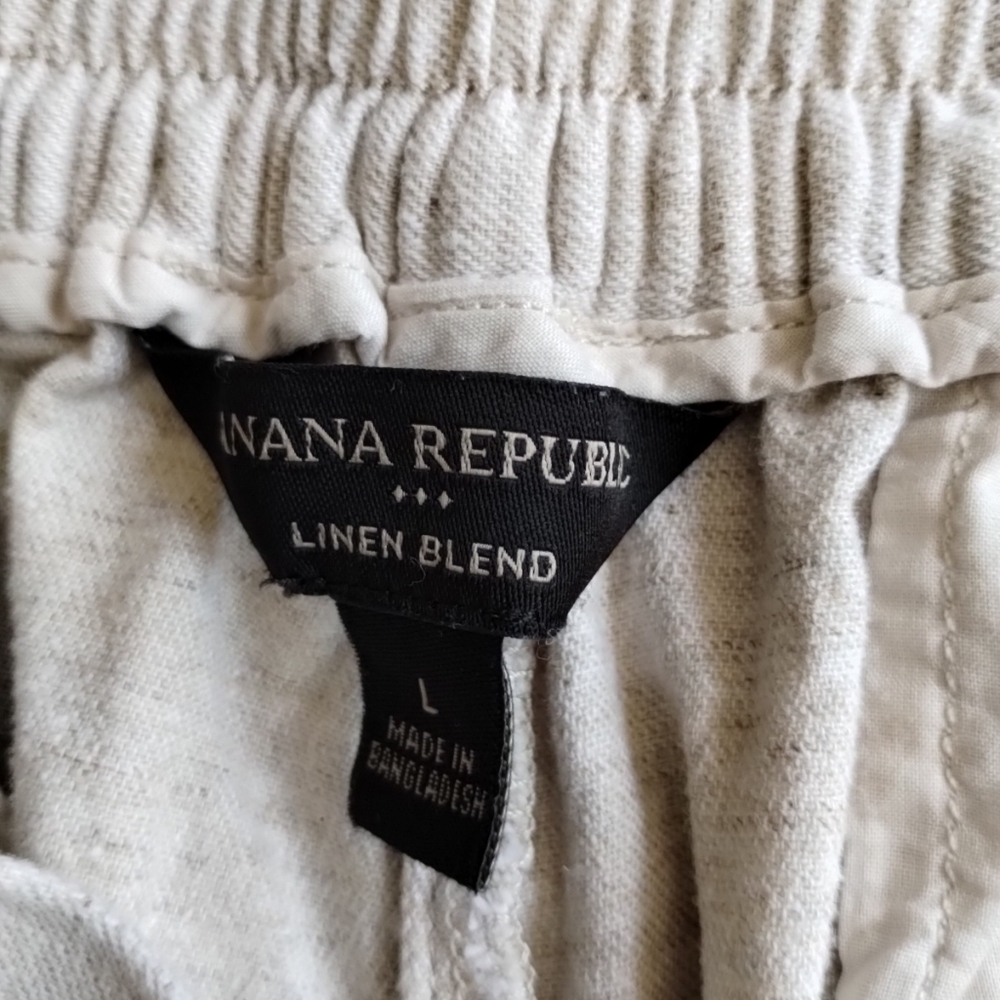 Banana Republic Linen Blend Cream Wide Leg Pants SZ Large Classic Dressy Office - Picture 8 of 13